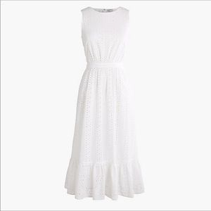 J.Crew white eyelet embroidered tiered midi dress